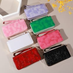 chic vintage double layer clutch wallet zipper coin purse & wristlet fashionable womens accessory with secure