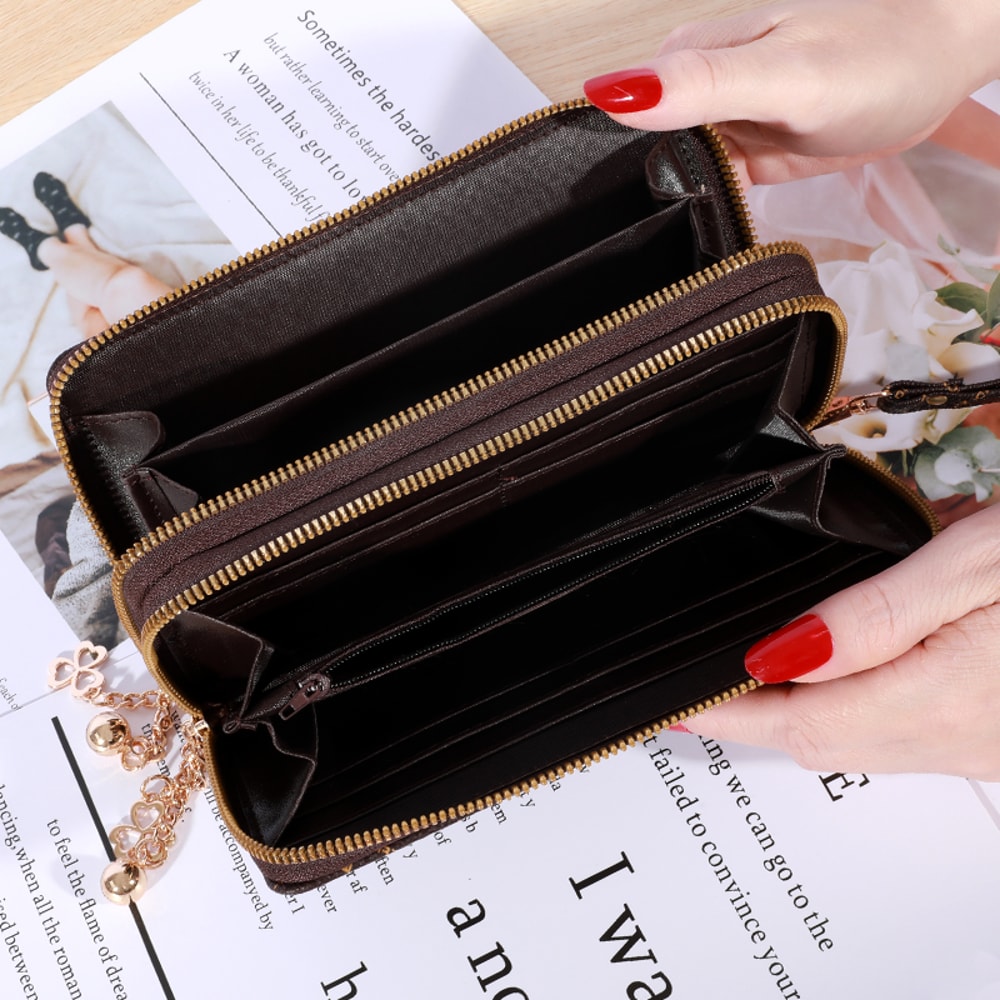 Large Capacity Faux Leather Zipper Wallet Casual Multifunctional Clutch 2