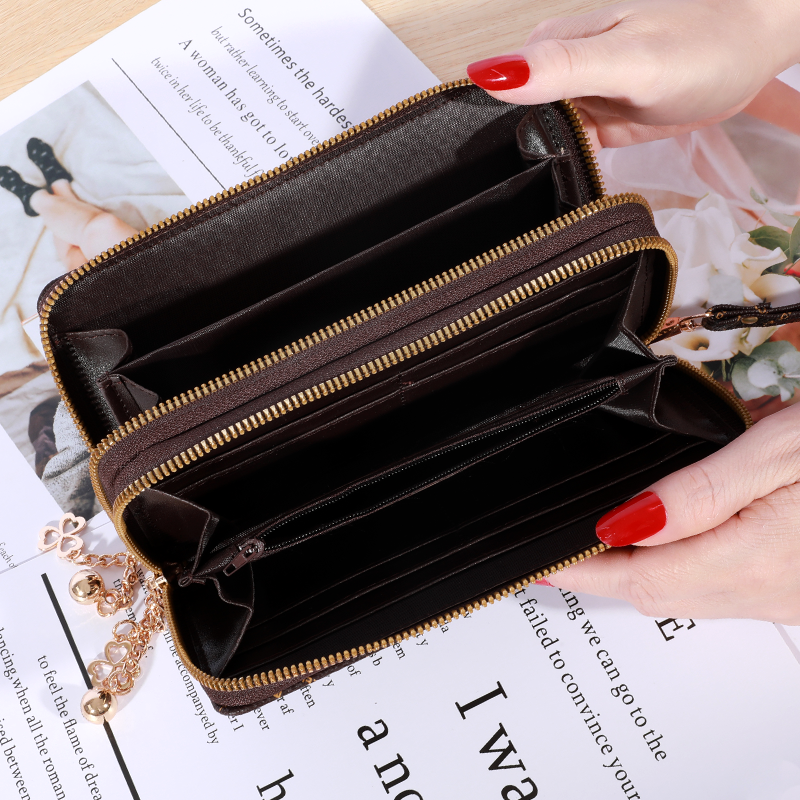 Large Capacity Faux Leather Zipper Wallet Casual Multifunctional Clutch 2