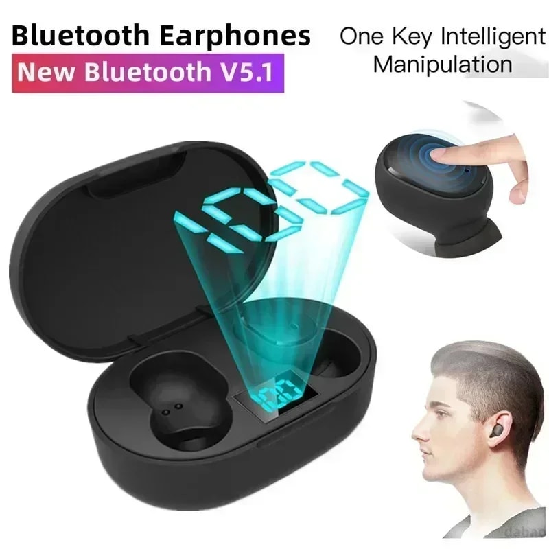 Wireless Bluetooth Headset with Mic and LED Display Earbuds Premium Sound & Comfortable Fit