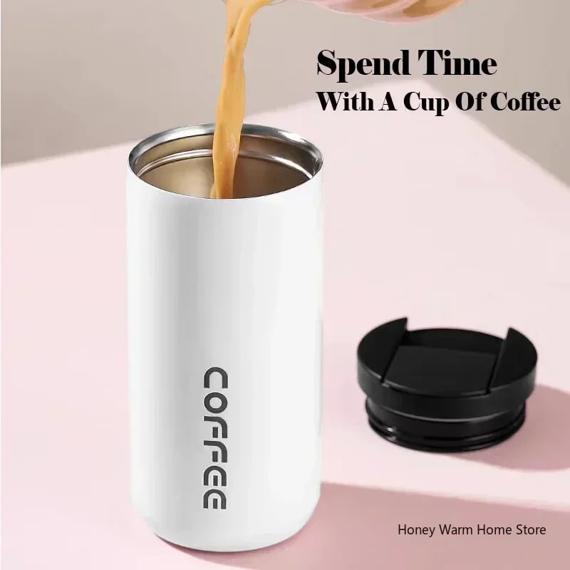 Insulated Coffee Mug Stainless Steel Travel Flask Leakproof Thermo Bottle for Hot & Cold Beverages