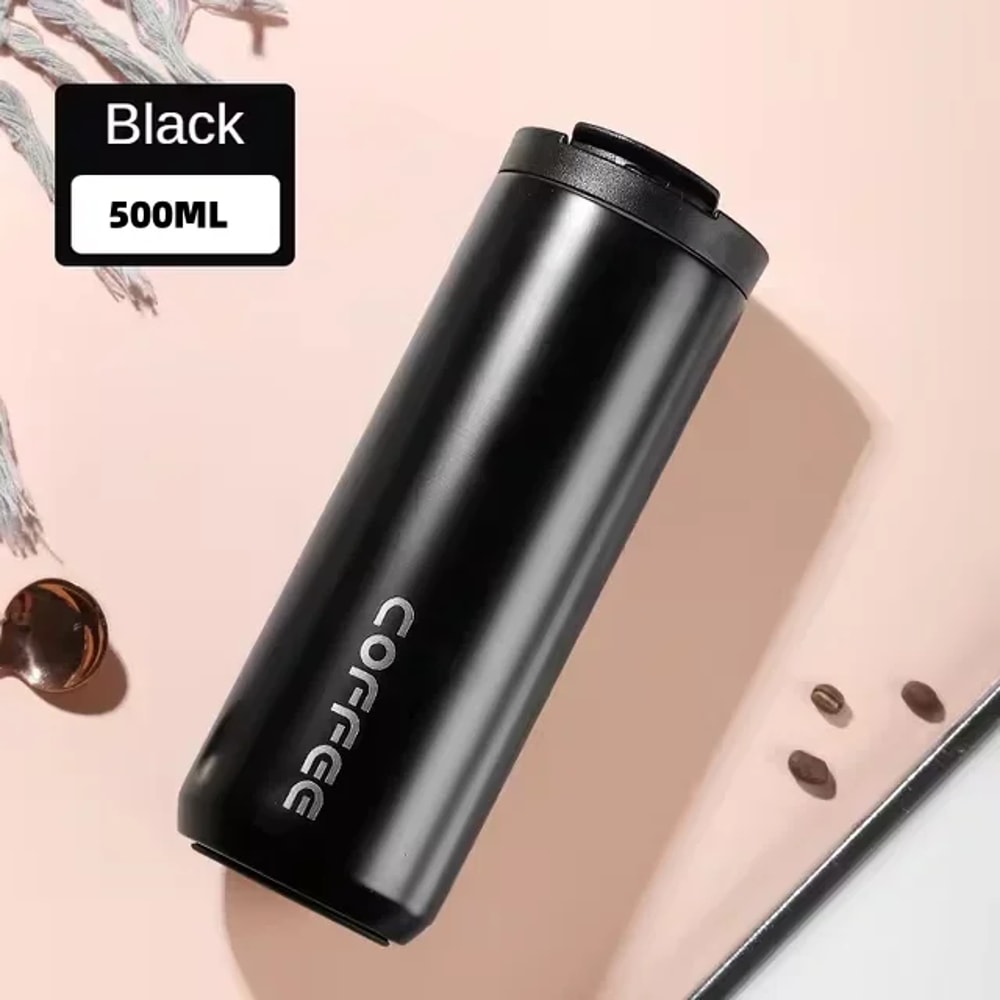 Insulated Coffee Mug Stainless Steel Travel Flask Leakproof Thermo Bottle for Hot & Cold Beverages