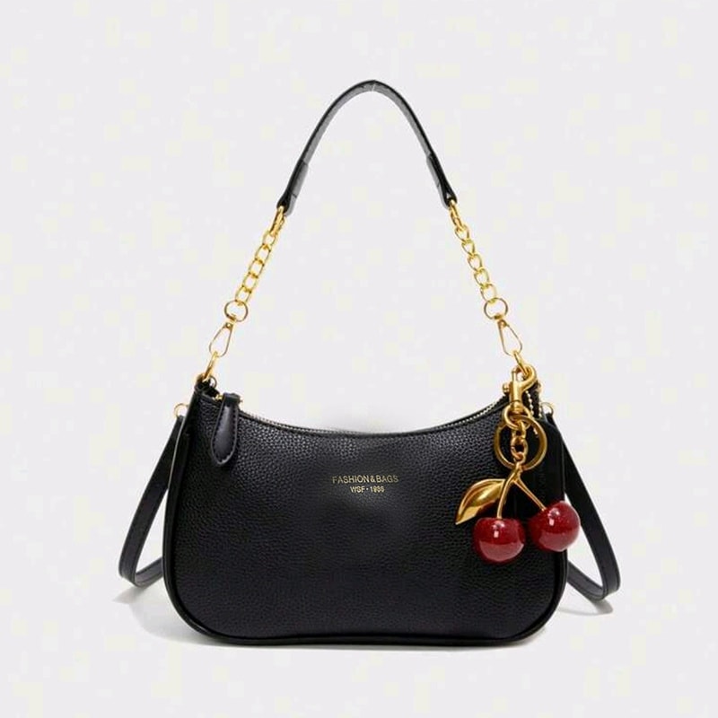 Light Luxury Cherry Pendant Shoulder Bag Elegant Casual Dumpling Design Underarm Bag For Women 1