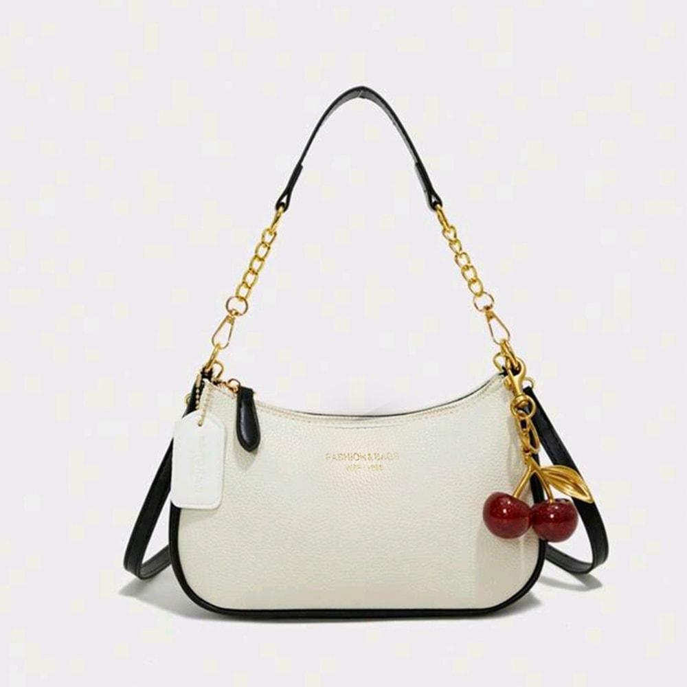 Light Luxury Cherry Pendant Shoulder Bag Elegant Casual Dumpling Design Underarm Bag For Women 8