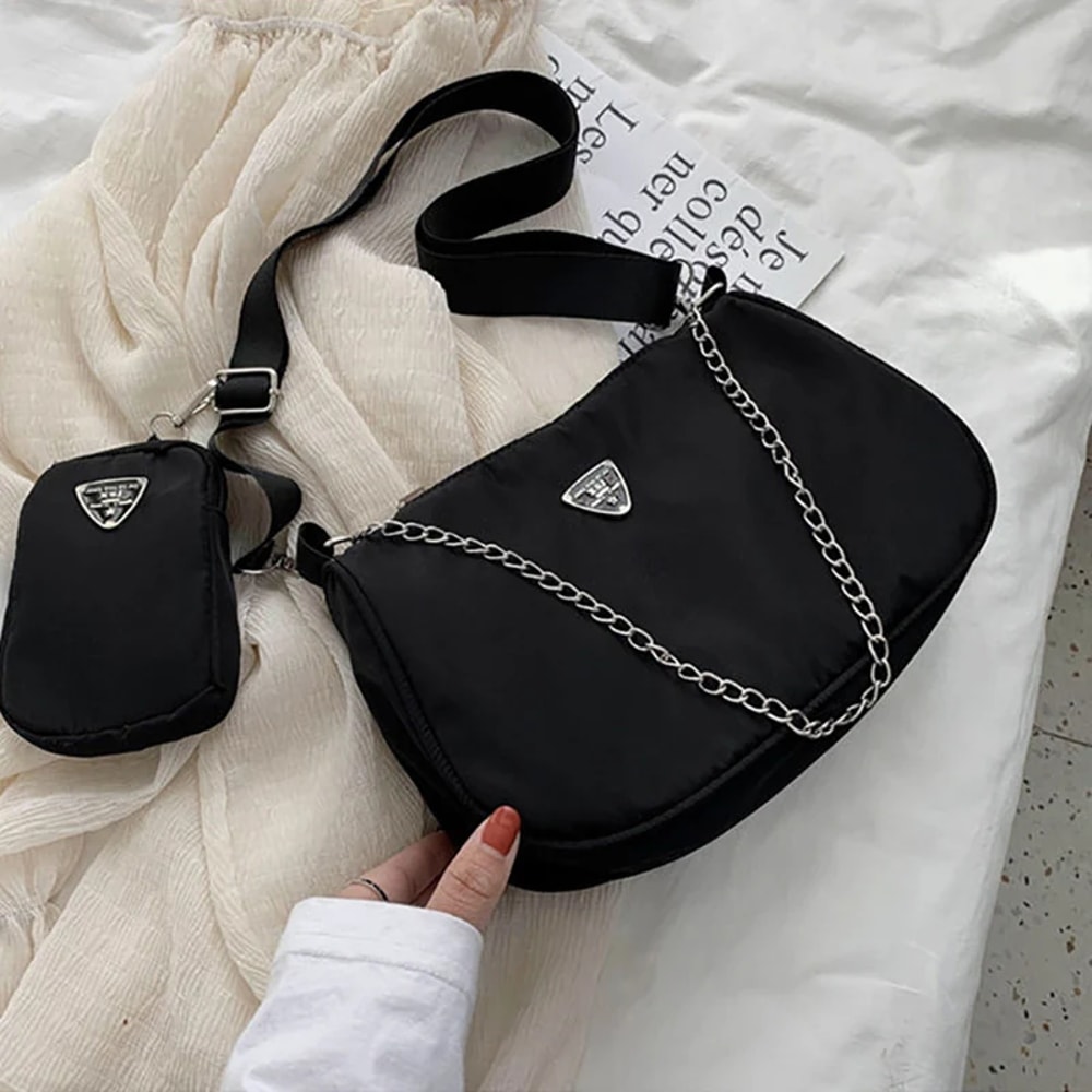 Vintage Nylon Hobo Shoulder Bag for Women Large Capacity Crossbody Purse & Clutch Underarm Bags