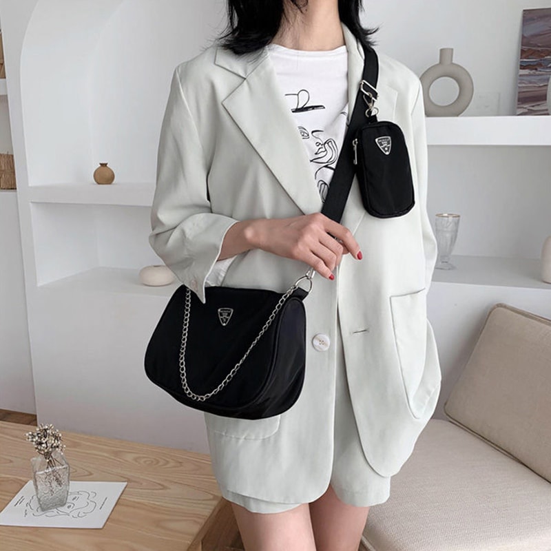 Vintage Nylon Hobo Shoulder Bag for Women Large Capacity Crossbody Purse & Clutch Underarm Bags