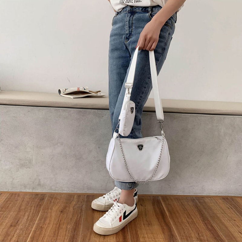 Vintage Nylon Hobo Shoulder Bag for Women Large Capacity Crossbody Purse & Clutch Underarm Bags