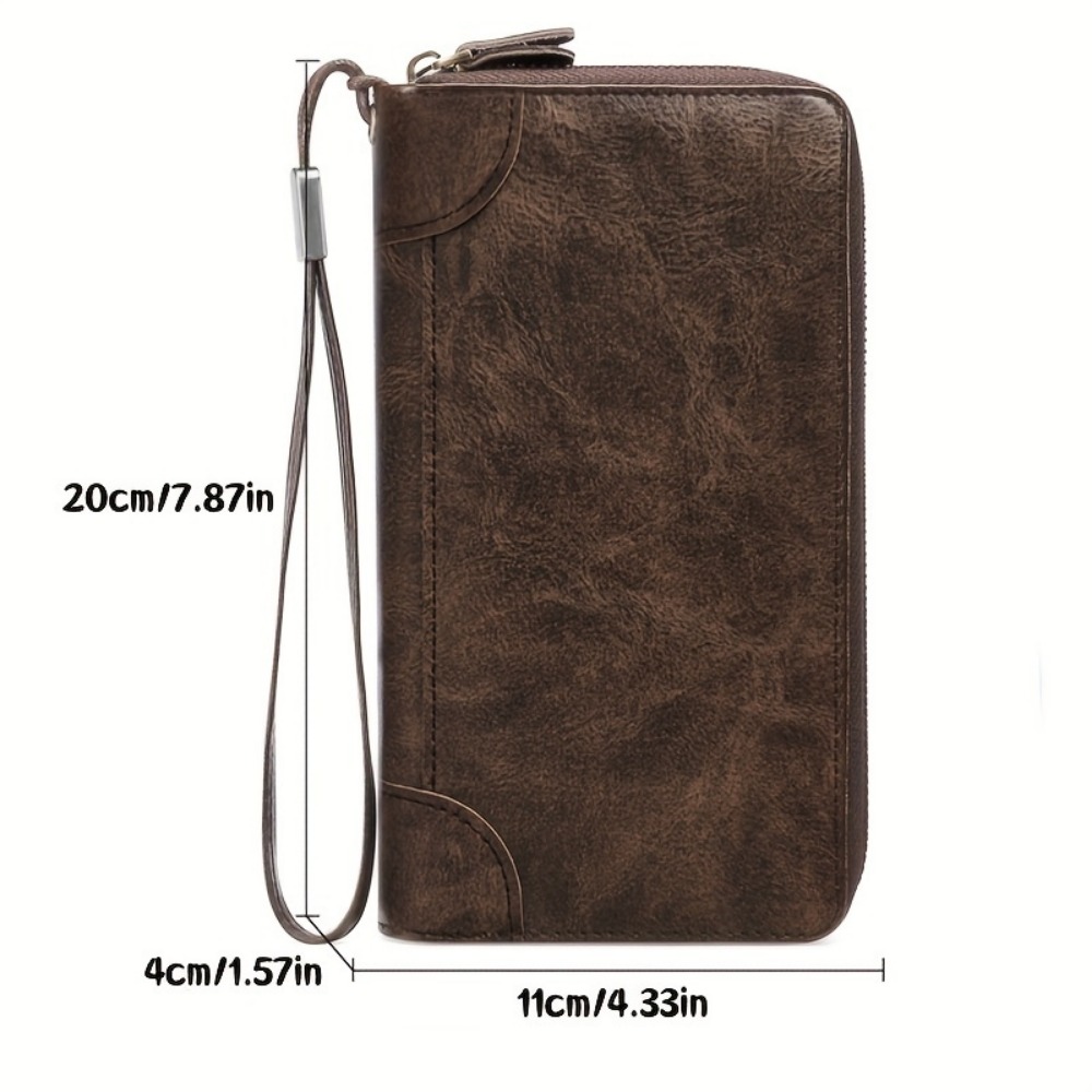 Premium Leather Wristlet Wallet For Men Stylish Business Clutch With Zippered Closure Cardholder P 4