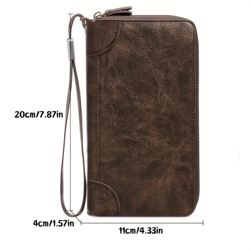 Premium Leather Wristlet Wallet For Men Stylish Business Clutch With Zippered Closure Cardholder P 4
