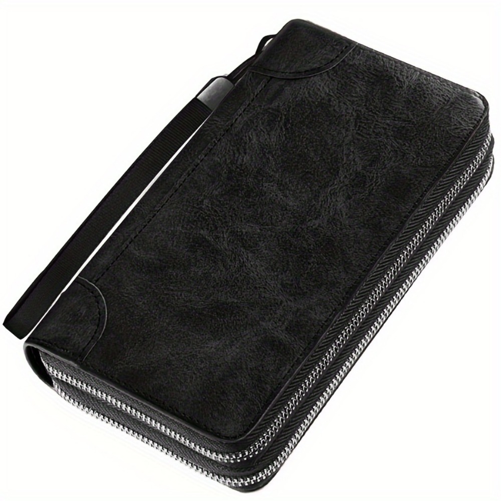 Premium Leather Wristlet Wallet For Men Stylish Business Clutch With Zippered Closure Cardholder P 6