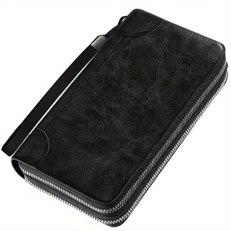 Premium Leather Wristlet Wallet For Men Stylish Business Clutch With Zippered Closure Cardholder P 6