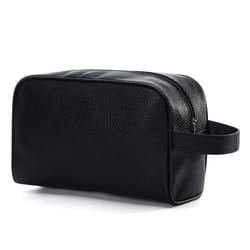 mens pu leather cosmetic organizer bag fashionable zippered travel toiletry handbag for makeup & accessories