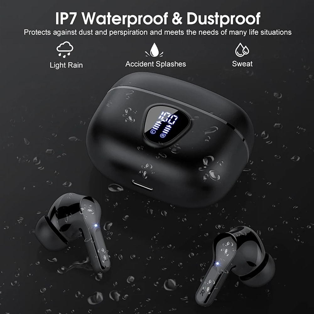Wireless Earbuds With Noise Cancelling LED Display Waterproof HiFi Stereo Sound Bluetooth Earphone 1