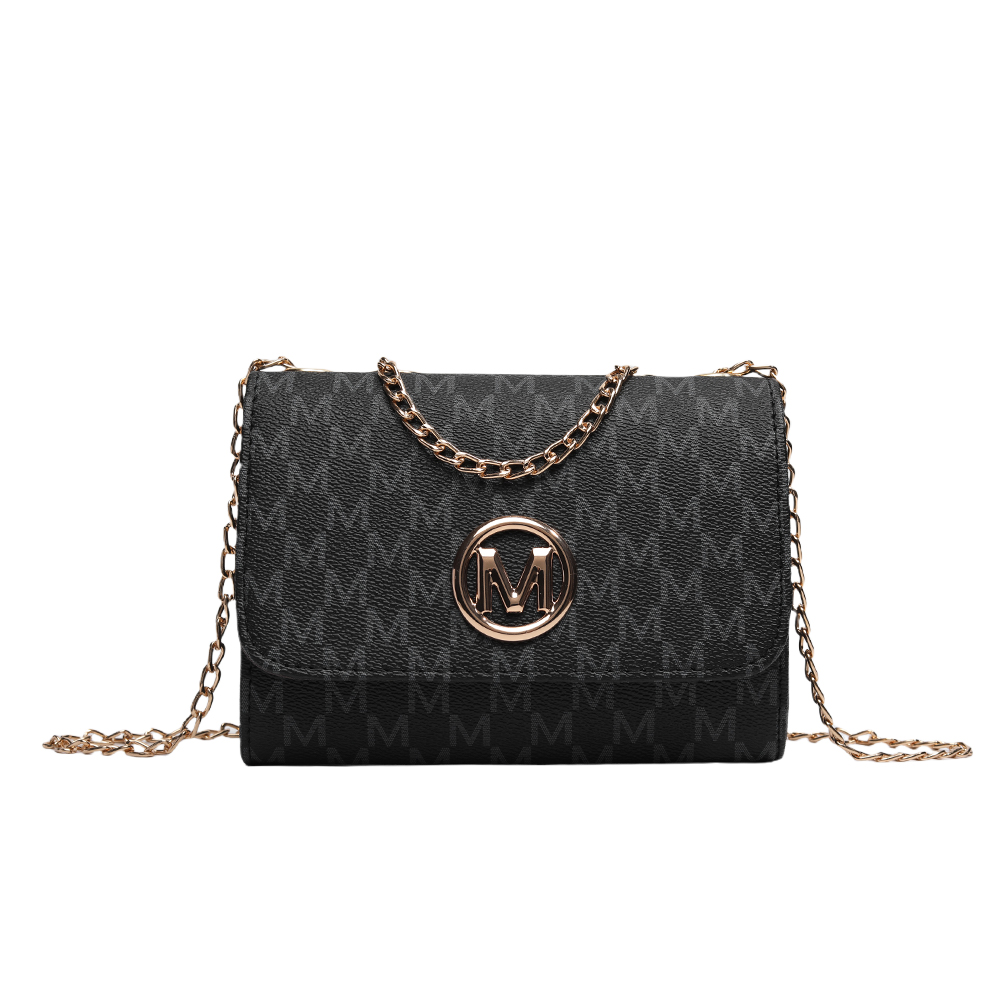 Womens Retro Monogram Chain Crossbody Bag Chic Black Square Design With Logo 5