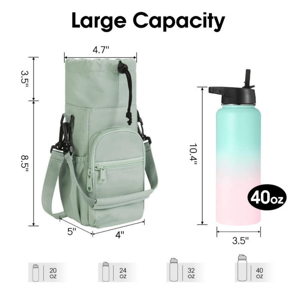 Portable Water Bottle Bag With Adjustable Strap Insulated Thermal Mug Cover With Phone Pocket For O 1