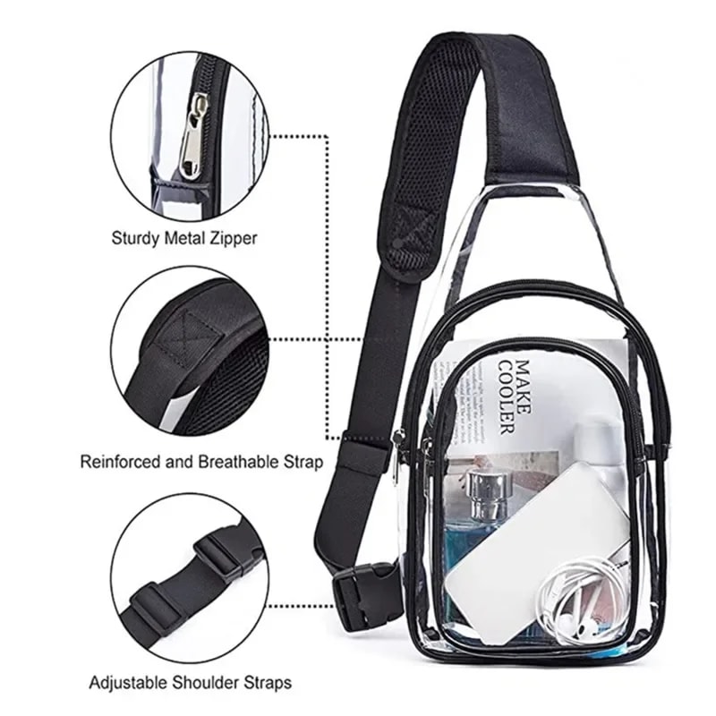 Waterproof Transparent Crossbody Sling Bag Casual Clear Chest Bag For Travel Outdoor Sports 2