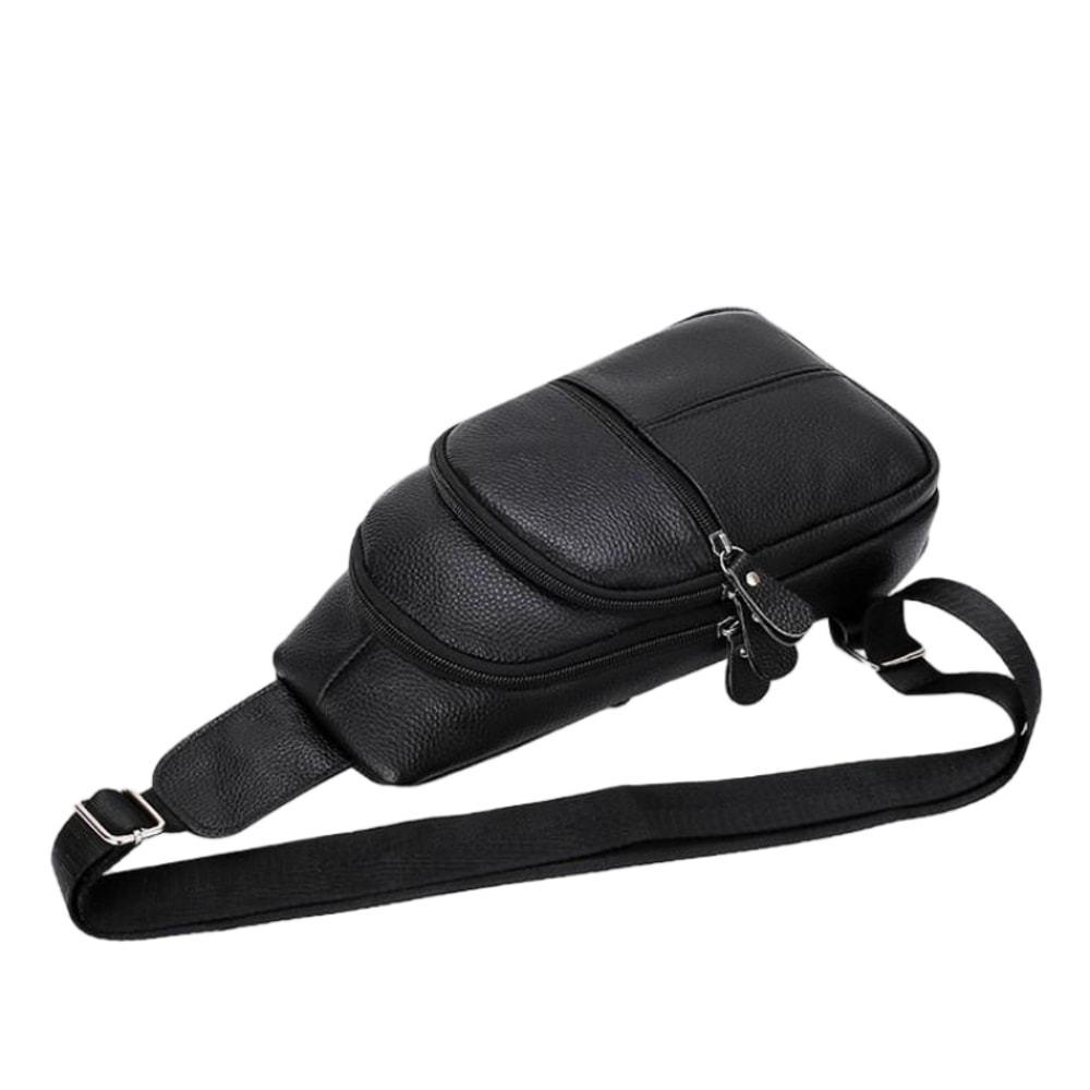 Genuine Leather Crossbody Shoulder Bag For Men Large Capacity Cowhide Chest Pack 3
