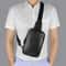 Small Black Genuine Leather Sling Bag For Men Women Crossbody Shoulder Chest Pack For Hiking Travel 0