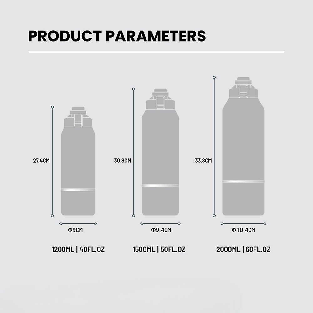 Large Capacity Insulated Water Bottle Leak Proof Travel Mug With Handle For Hiking Outdoor Sports 5