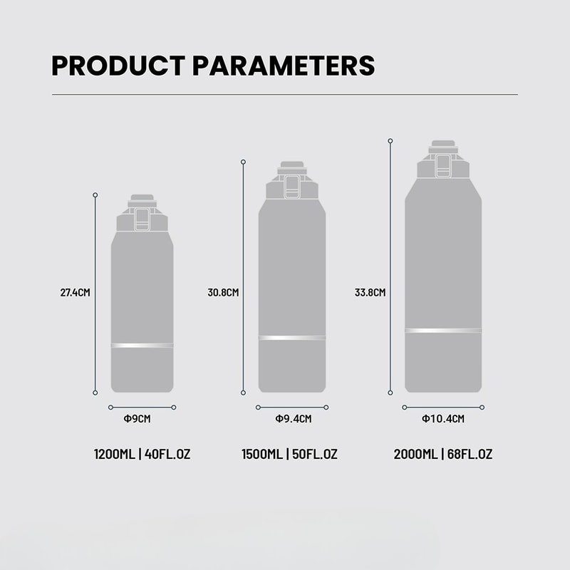 Large Capacity Insulated Water Bottle Leak Proof Travel Mug With Handle For Hiking Outdoor Sports 5