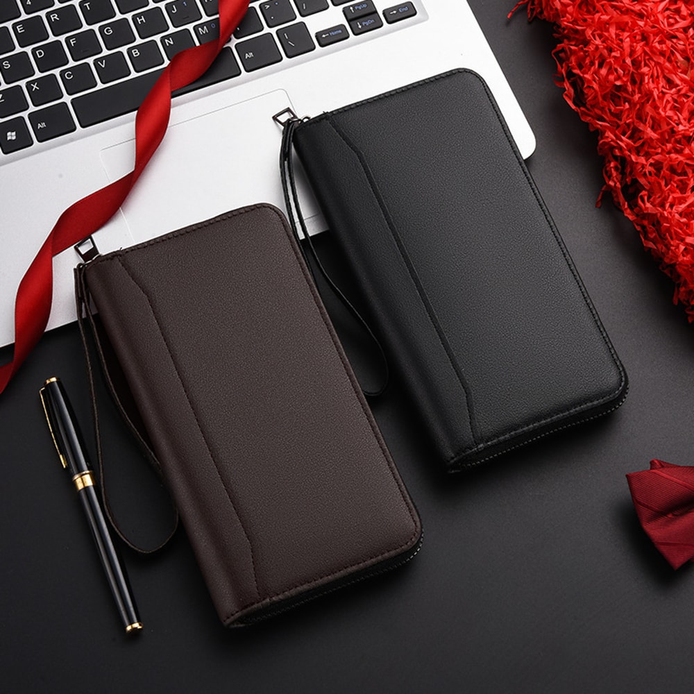 Large Capacity Leather Wallet For Men Phone Drivers License Coin Clutch 4