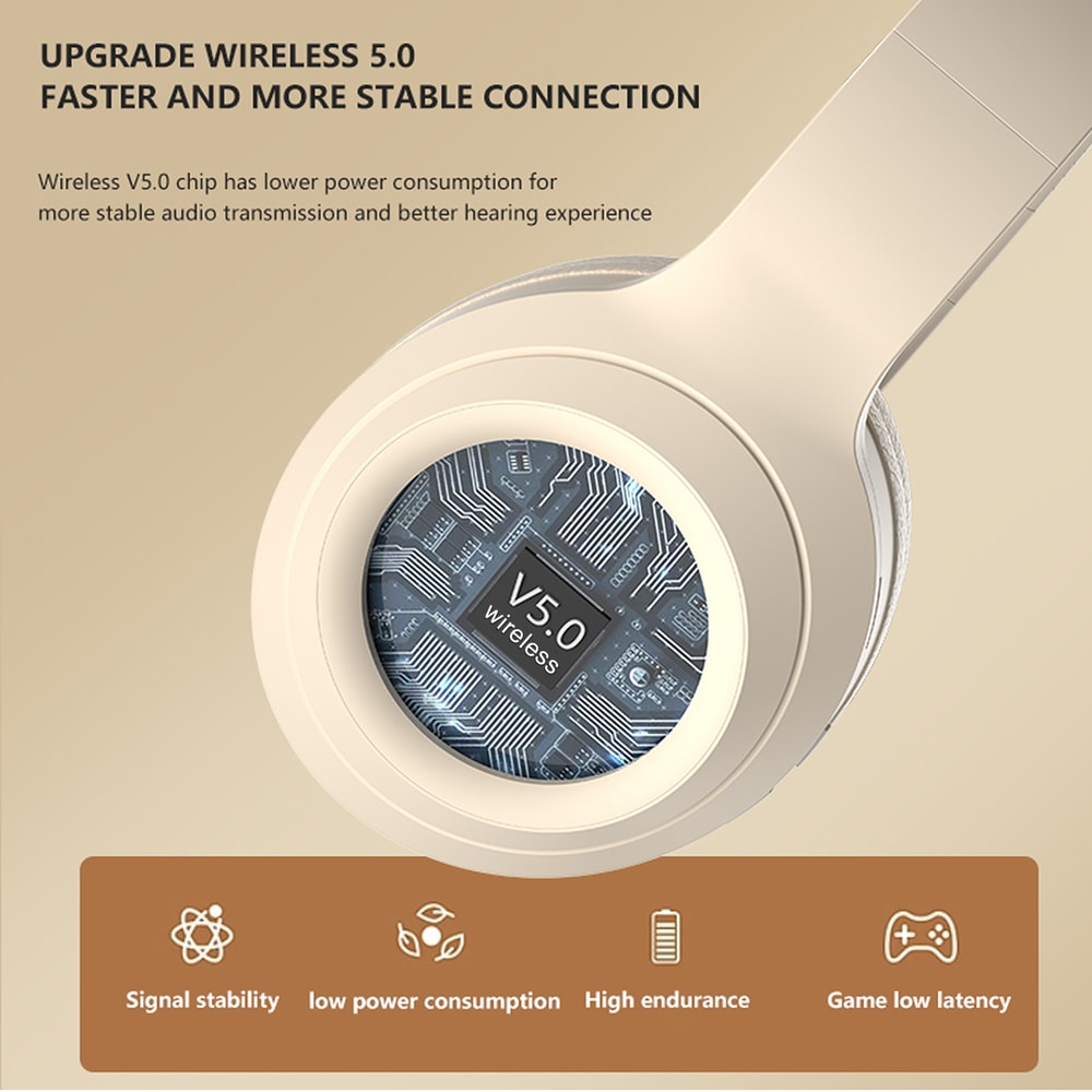 Wireless Bluetooth Over Ear Headphones HIFI Stereo Noise Canceling Sports Gaming Earphones 0