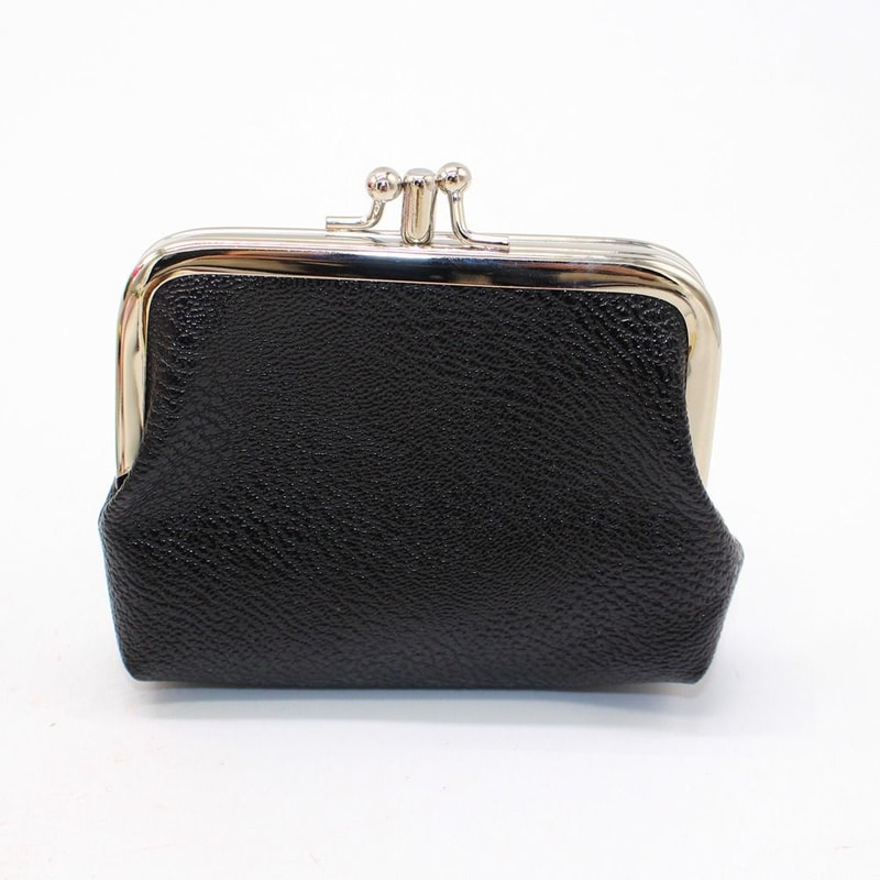 Fashionable Double Layer Coin Purse Wallet Stylish Solid Color Short Clutch Bag PU Card Holder For 4