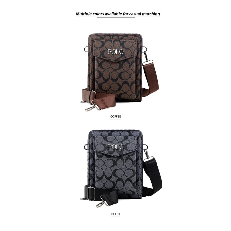 Business Mens Printed Crossbody Bag Stylish Shoulder Bag With Double Zipper And Large Capacity Perf 1