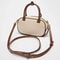 Retro Color Blocking Crossbody Canvas PU Handheld Bag Stylish Small Square Shoulder Bowling Bag 0