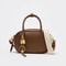 Retro Color Blocking Crossbody Canvas PU Handheld Bag Stylish Small Square Shoulder Bowling Bag 4