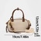 Retro Color Blocking Crossbody Canvas PU Handheld Bag Stylish Small Square Shoulder Bowling Bag 3