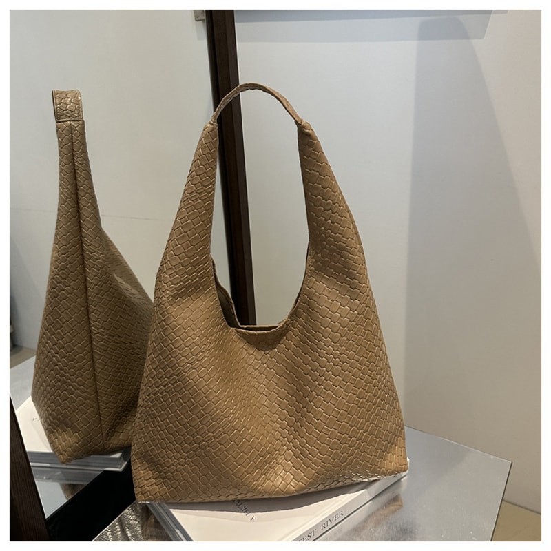 Womens Retro Faux Leather Braided Shoulder Bag Large Capacity Tote Bag For Casual Everyday Style 5