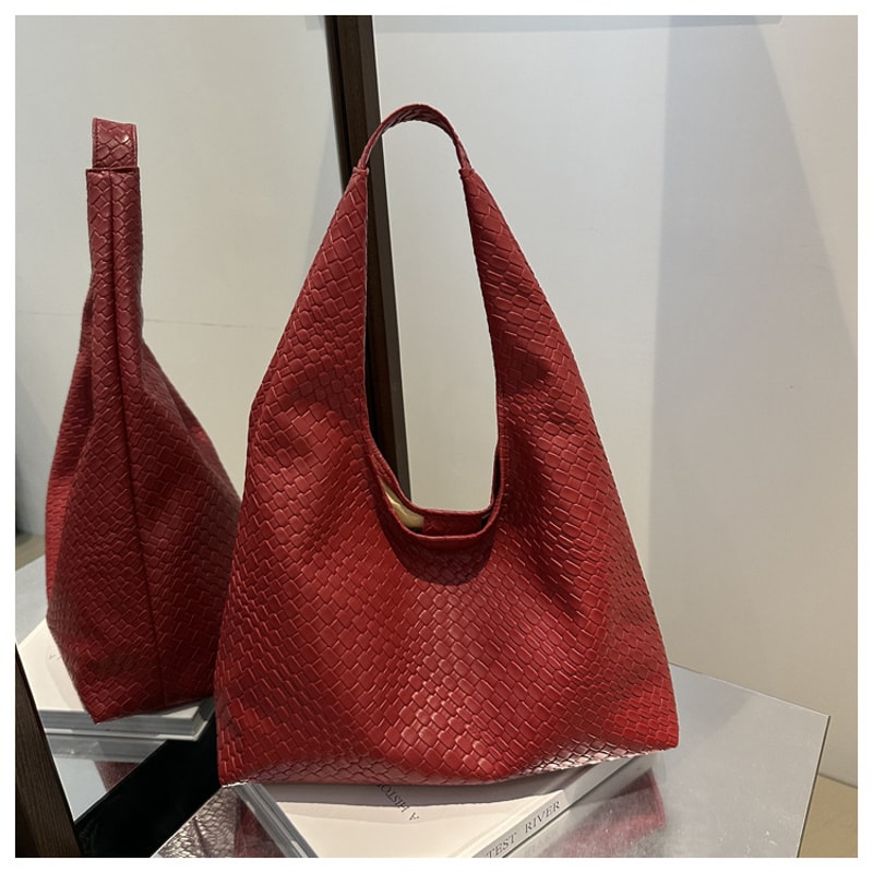 Womens Retro Faux Leather Braided Shoulder Bag Large Capacity Tote Bag For Casual Everyday Style 7