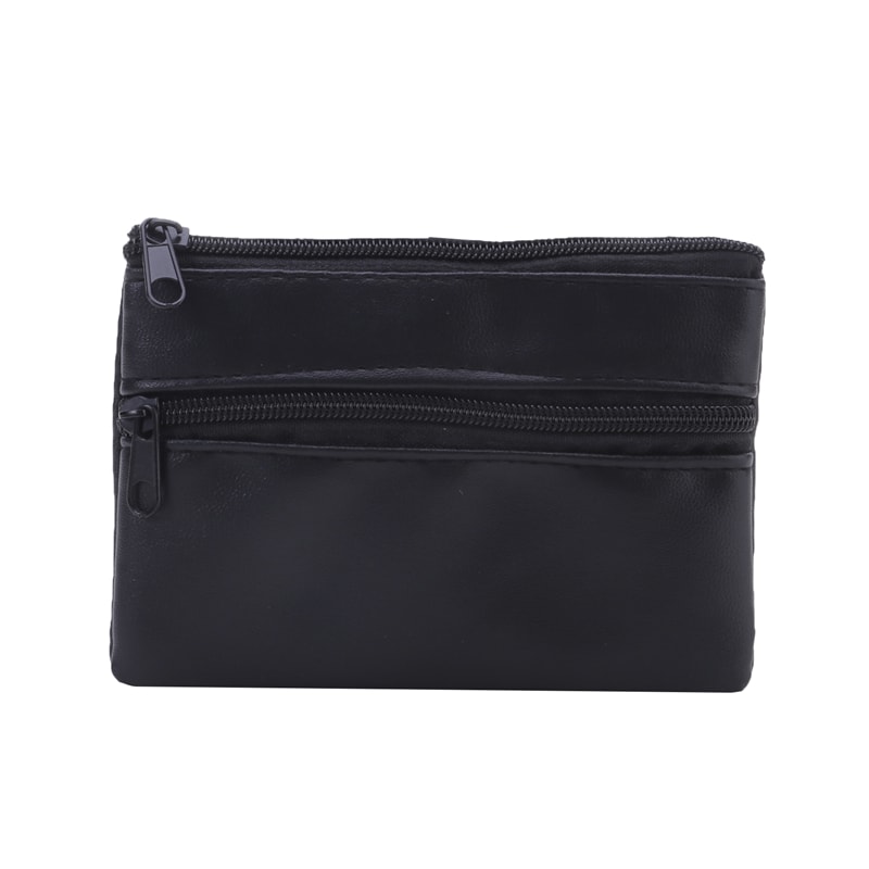 Mini Zipper Wallet with Key Holder PU Leather Coin Purse for Men & Women