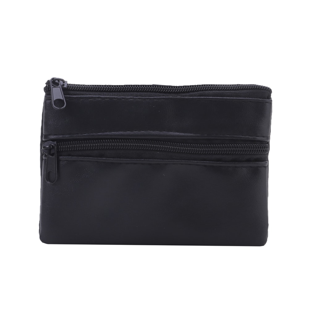 Mini Zipper Wallet with Key Holder PU Leather Coin Purse for Men & Women