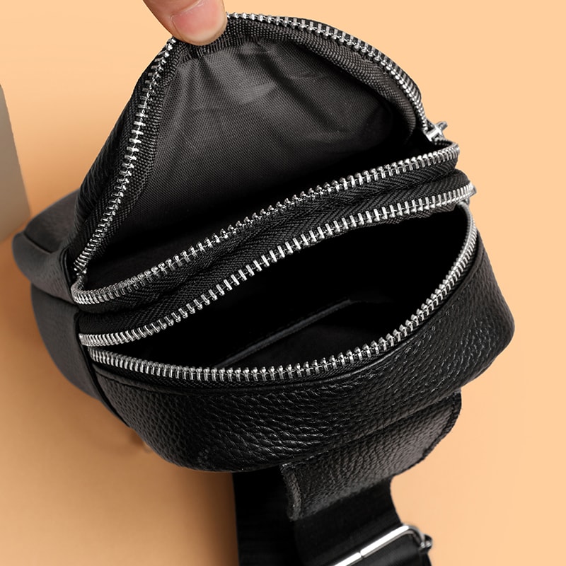 Minimalist Genuine Leather Crossbody Bag Luxury Designer Small Chest Bag For Unisex Daily Travel 3