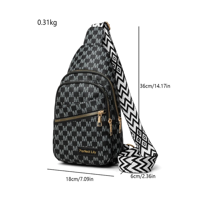 Design Leather Chest Bag for Men and Women Multi Layer Zipper Pocket Crossbody Bag Large Capacity Shoulder Bag