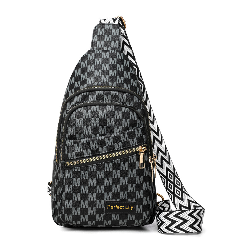 Design Leather Chest Bag for Men and Women Multi Layer Zipper Pocket Crossbody Bag Large Capacity Shoulder Bag