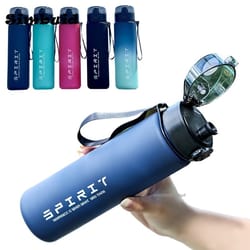 large capacity sports water bottle with time scale leak proof plastic drinking cup for travel fitness and sports