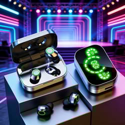 wireless bluetooth headphones with charging case & mic led fone earbuds for crystal clear sound