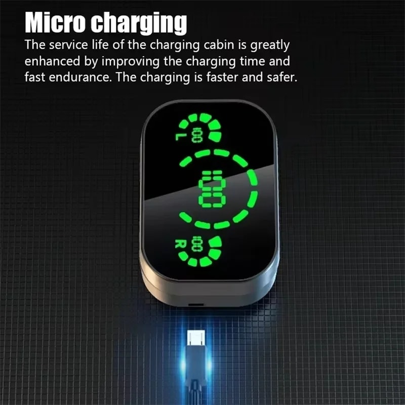 Wireless Bluetooth Headphones with Charging Case & Mic LED Fone Earbuds for Crystal Clear Sound