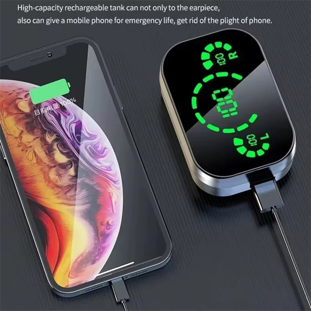 Wireless Bluetooth Headphones with Charging Case & Mic LED Fone Earbuds for Crystal Clear Sound