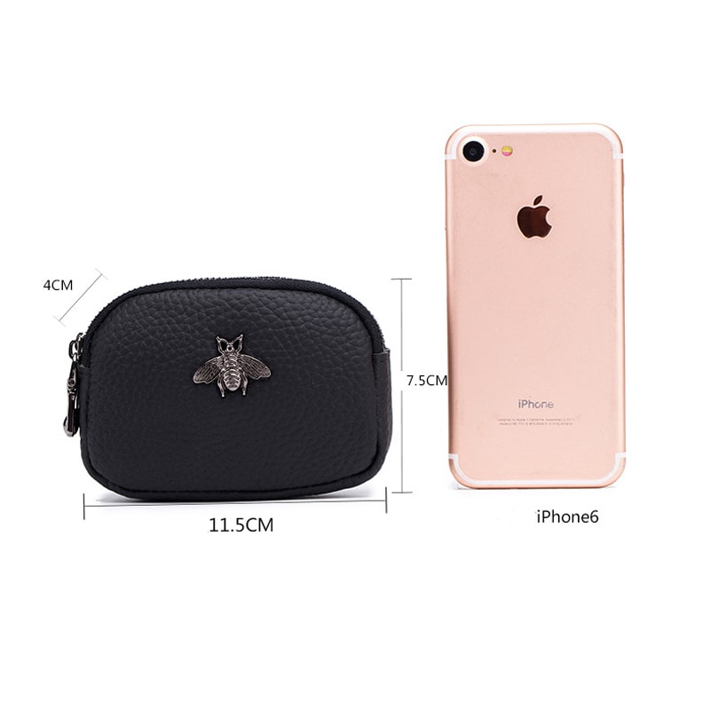 Genuine Leather Women Coin Purse With Double Zipper Compact Travel Organizer Mini Wallet 2