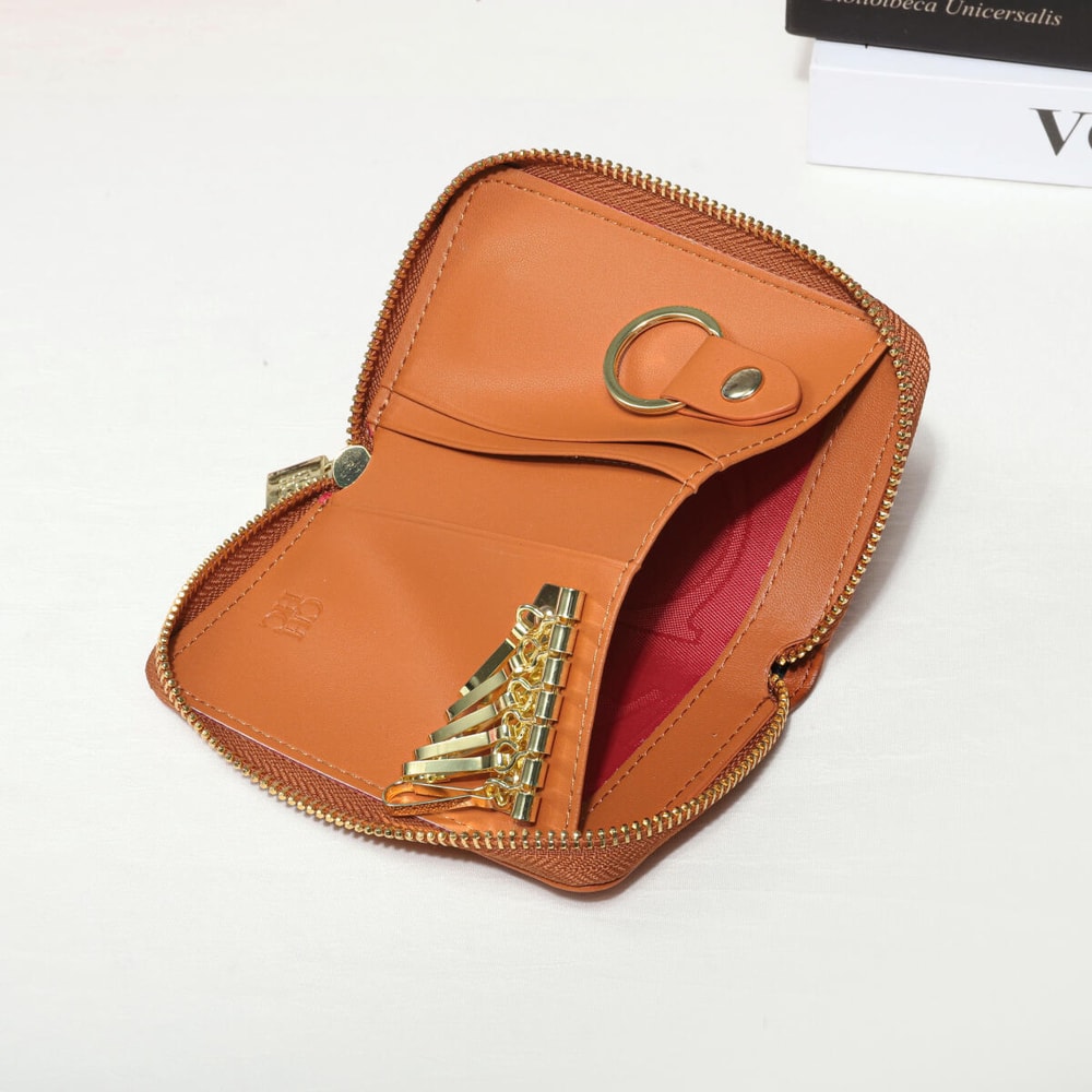 Womens Premium PU Leather Zipper Wallet Stylish Solid Color Embossed Logo Purse 1