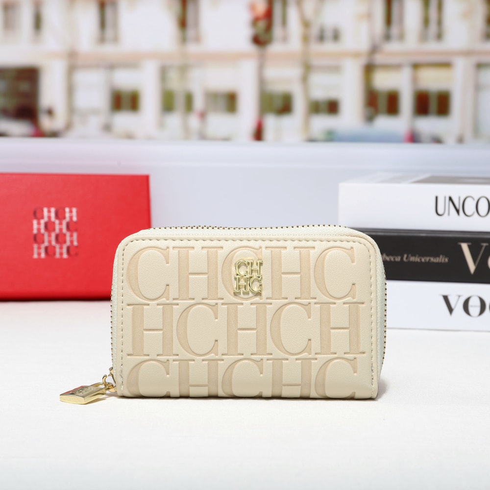 Womens Premium PU Leather Zipper Wallet Stylish Solid Color Embossed Logo Purse 3