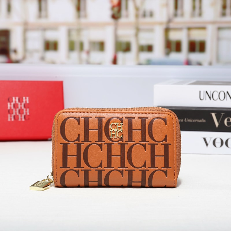 Womens Premium PU Leather Zipper Wallet Stylish Solid Color Embossed Logo Purse 5