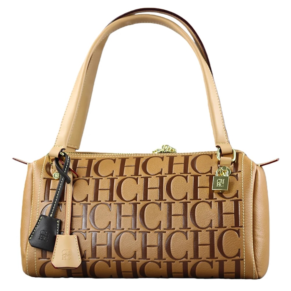 Vintage Style Embossed Letter Cylindrical Handbag Large Capacity Fashion Shoulder Bag 2