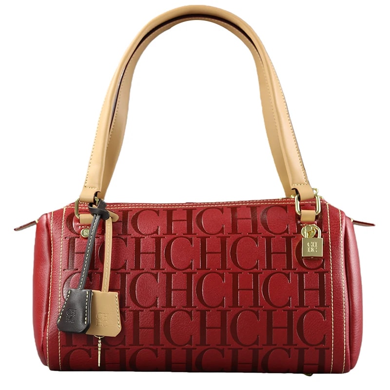 Vintage Style Embossed Letter Cylindrical Handbag Large Capacity Fashion Shoulder Bag 3