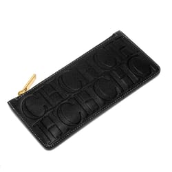sleek womens card wallet minimalist black zipper purse compact everyday wallet