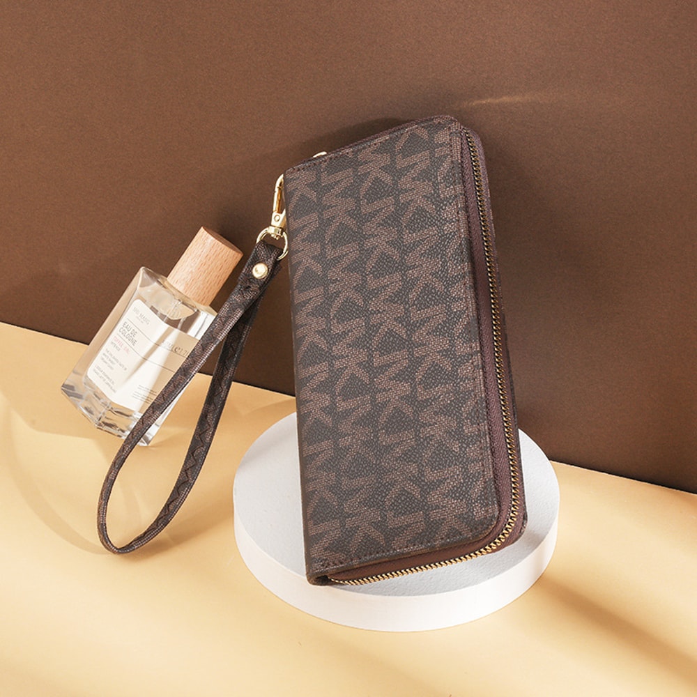 Fashionable Women Long Clutch Wallet With Wristlet And Single Zipper Design 2